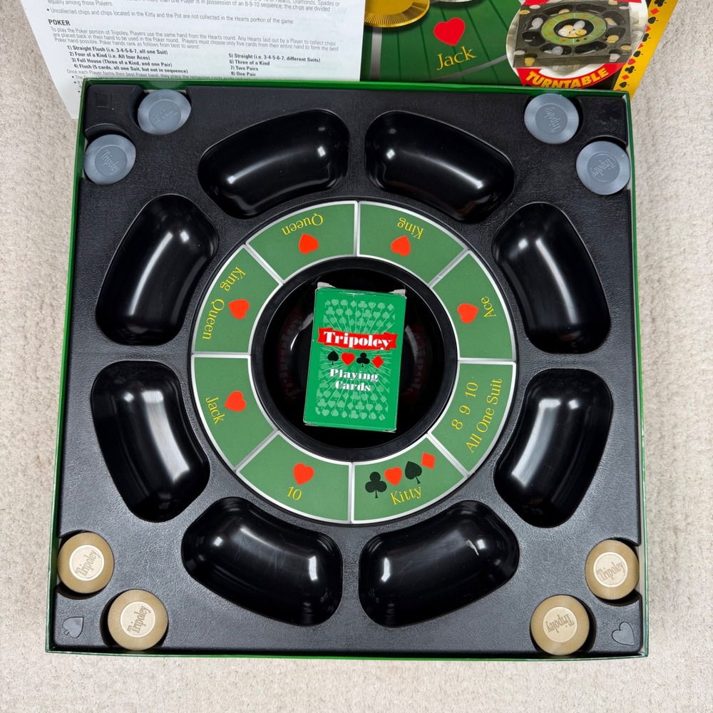 Cadaco Tripoley Special Edition Rotating Turntable Complete Rummy Hearts Poker - Picture 4 of 4